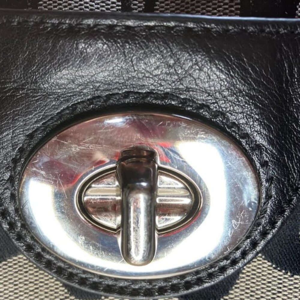 Coach Penelope Signature Carryall Tote in Black and Gray Monogram Canvas EUC - Picture 10 of 15